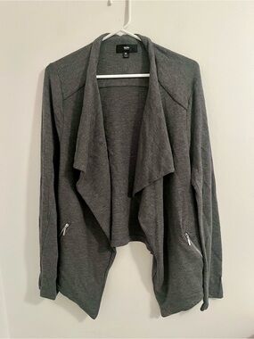 Mossimo Charcoal Gray Open-Front Drape Cardigan with Zip Pockets
